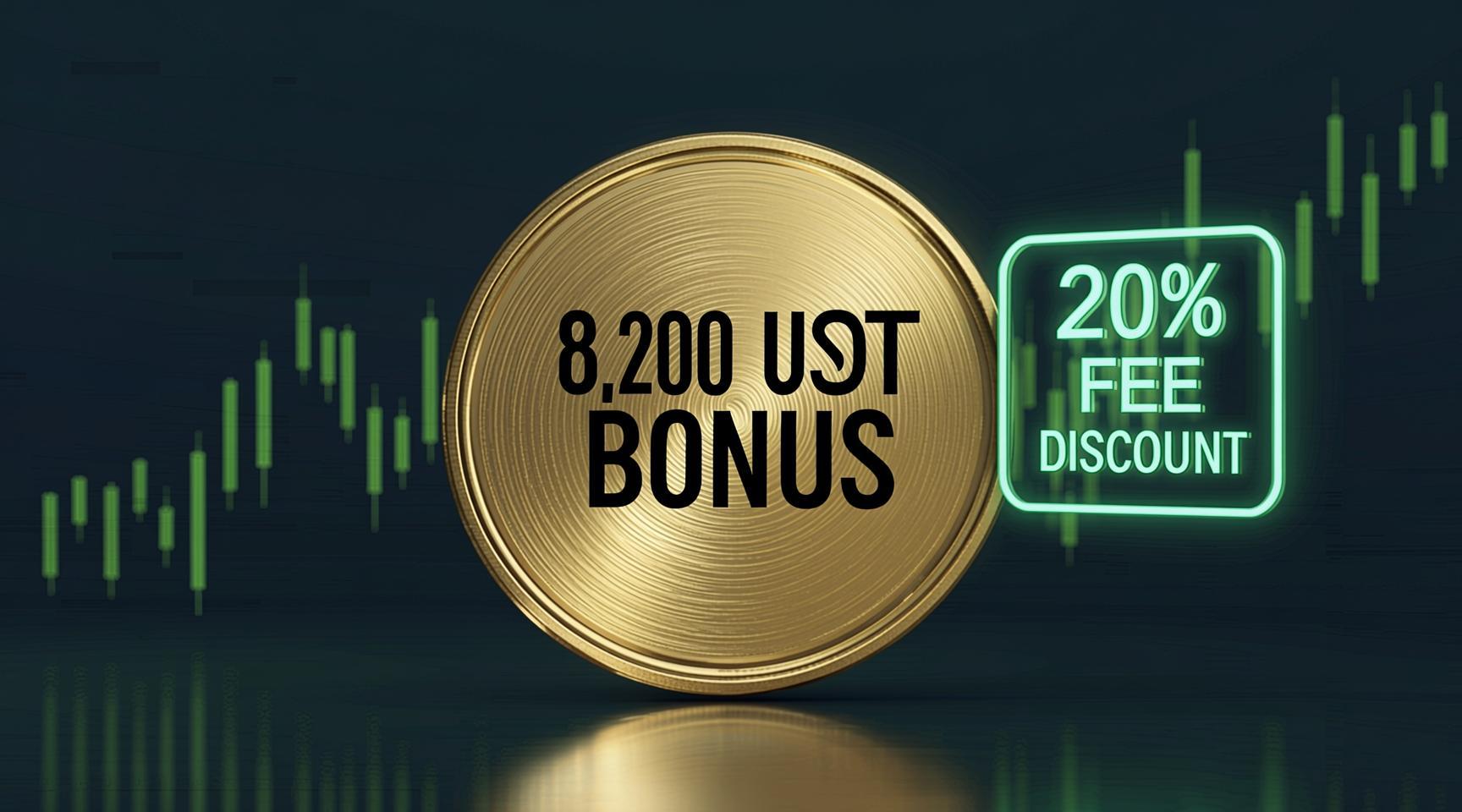 Bitget referral code welcome bonus offering up to 8200 USDT and a 20 percent trading fee discount